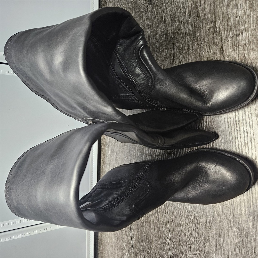 Vince Camuto Baldwin Womens Boots 4.5 M Black Leather Slouch Side Zip Knee High